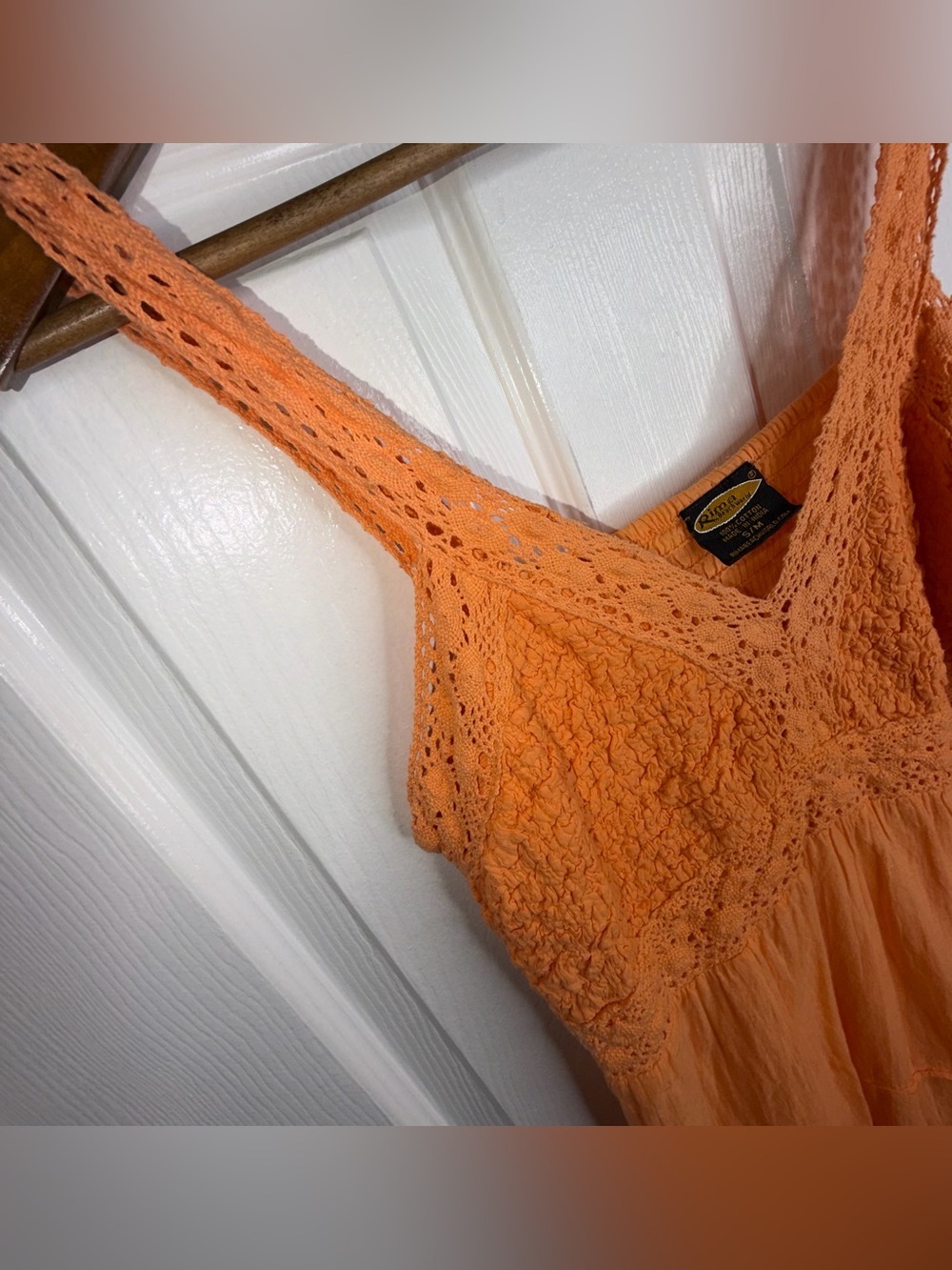 Rima Beachworld Womens S/M Maxi Dress Tiered Eyelet Crochet Orange Small - Picture 5 of 16